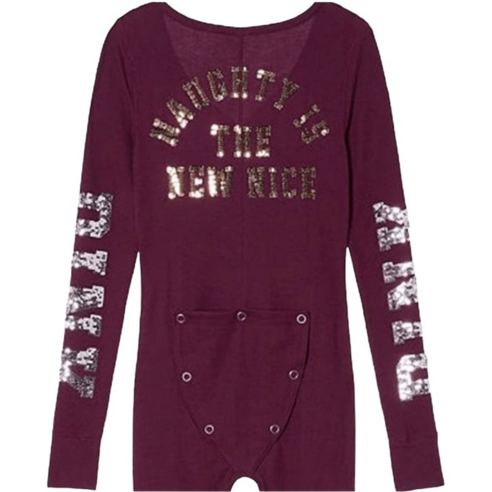 Rare VS Pink Bling Sequin Holiday Onsie Naughty - Picture 6 of 16